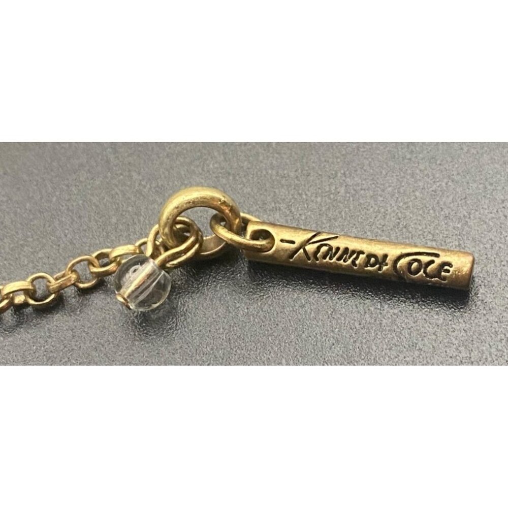 Signed Kenneth Cole New York Necklace AB Blue Beaded Bib Gold Multi Chain 18+3" - Picture 4 of 7